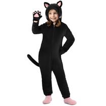 Traje GIFTINBOX Cat Noir para meninas de 5 a 10 anos preto-S Traje GIFTINBOX Cat Noir para meninas de 5 a 10 anos preto-S