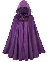 Traje GRAJTCIN, capa renascentista feminina, capelete de veludo, roxo Traje GRAJTCIN, capa renascentista feminina, capelete de veludo, roxo