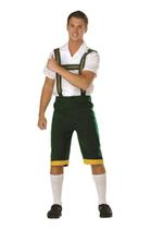 Traje grande para homem bávaro para adulto, camisa branca, calça verde