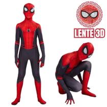 Traje Homem Aranha Longe de Casa Cosplay Infantil com Lente 3D Bodysuit Elastano - Ts Rock Heroes