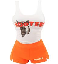 Traje Hooters Girl Clássico Ripple Junction - Tamanhos M e L - Laranja e Branco Traje Hooters Girl Clássico Ripple Junction - Tamanhos M e L - Laranja e Branco