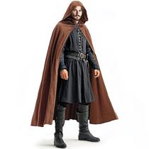 Traje Ibeauti Renaissance, capa de linho com capuz, marrom, 130 cm Traje Ibeauti Renaissance, capa de linho com capuz, marrom, 130 cm