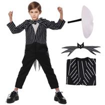 Traje Jack Skellington Skeleton: macacão com máscara para crianças