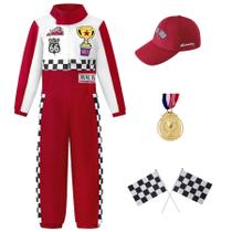 Traje Kosgraiy Race Car Driver para crianças vermelho tamanho L/140 Traje Kosgraiy Race Car Driver para crianças vermelho tamanho L/140
