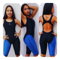 Traje macaquinho duo feminino azul ou rosa para natação ou hidroginástica Traje macaquinho duo feminino azul ou rosa para natação ou hidroginástica