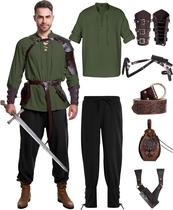 Traje masculino Vanderdyken Renaissance, conjunto Viking de 8 peças XXL