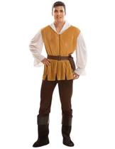 Traje Medieval masculino Colete suede com calça e camisa