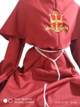 Traje Monge Medieval Vermelho com bordado