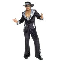 Traje Morph Black Pimp para homens, roupa de Halloween, tamanho L/XL