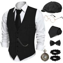 Traje PARTTELY da década de 1920 para homens com colete, óculos, boné e muito mais