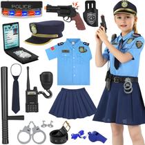 Traje policial Loscola para meninas com 13 acessórios 3-12 Traje policial Loscola para meninas com 13 acessórios 3-12