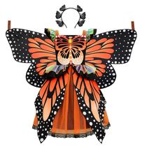 Traje ReliBeauty Butterfly Monarch para meninas com asas e bandana