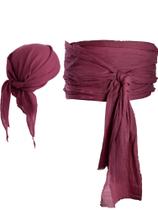Traje SATINIOR Pirate Head Scarf Hat Sash Belt Linen Wine Traje SATINIOR Pirate Head Scarf Hat Sash Belt Linen Wine