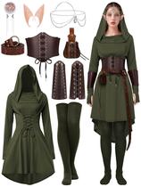 Traje SOMSOC Feminino Renascentista, Halloween, Fada Medieval