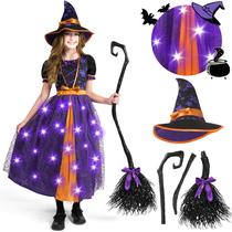 Traje Spooktacular Creations Light Up Purple Witch Girl de 8 a 10 anos Traje Spooktacular Creations Light Up Purple Witch Girl de 8 a 10 anos