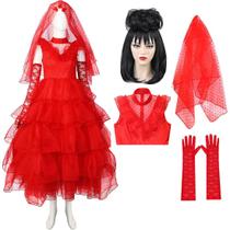 Traje Steps in Lydia Deetz Beetlejuice para meninas com vestido Traje Steps in Lydia Deetz Beetlejuice para meninas com vestido