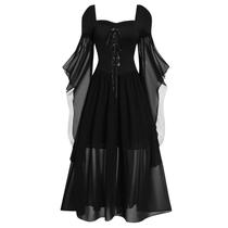 Traje ZXCTKA Renaissance Gothic Dress Off Shoulder, preto