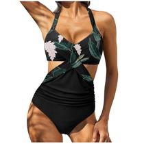 Trajes de banho femininos com recorte cruzado frontal de uma peça para controle de barriga Tankini Monokini Beachwear Trajes de banho femininos com recorte cruzado frontal de uma peça para controle de barriga Tankini Monokini Beachwear