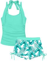 Trajes de banho TALLWH Teen Girls 12-14, tanquíni para controle de barriga, 2 peças