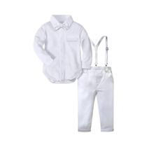 Trajes Formais Brancos Para Meninos, Roupas De Batismo Para Bebês Com Gravata Borboleta E