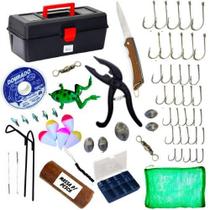 Tralha De Pesca Caixa Estojo Com Acessórios + Isca Massa