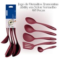 Tramontina Ability Jogo Utensílios Cozinha Nylon Vermelho 5 Peças Essenciais Tramontina Ability Jogo Utensílios Cozinha Nylon Vermelho 5 Peças Essenciais