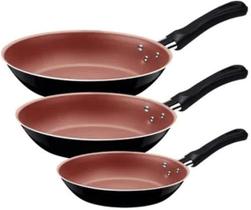 Tramontina JOGO FRIGIDEIRAS 3PCS CARIBE PRETO SORTIDOS DE ALUMINIO COM REV ANTIADERENTE E POLIESTER Tramontina JOGO FRIGIDEIRAS 3PCS CARIBE PRETO SORTIDOS DE ALUMINIO COM REV ANTIADERENTE E POLIESTER