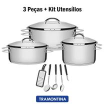 Tramontina Kit Panela Inox Solar 3pc + Kit Utensilios