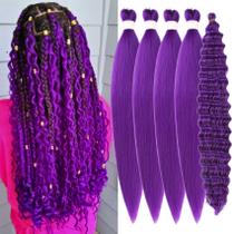 Trança de cabelo Leticia Purple, pré-esticada, encaracolada, 66cm Trança de cabelo Leticia Purple, pré-esticada, encaracolada, 66cm