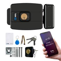 Tranca Eletrônica HDL Com Tag RFID e Aplicativo Bluetooth p/ Portão que Abre para Fora