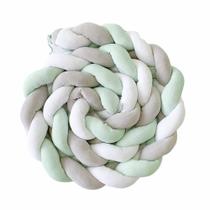 Trança Protetora de Berço e Cama Tricolor Cinza/Verde Mint/Branco - Biramar Baby