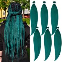 Trançando o cabelo Pruyo Teal, pré-esticado, 26 cm, sintético x6