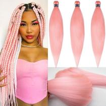 Trançando o cabelo, Puryo, pêssego, rosa claro, pré-esticado, 26 polegadas