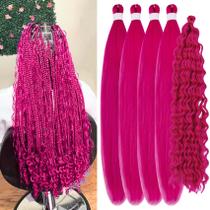 Tranças de cabelo Gozill Hot Pink Boho Braids pré-esticadas