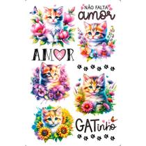 Transfer de Imagem Small - Gatinhos Florais - TIS-064 Transfer de Imagem Small - Gatinhos Florais - TIS-064