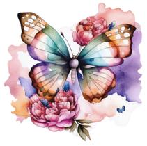 Transfer de Imagem Têxtil Quadrado Borboleta , pacote com 03 unidades