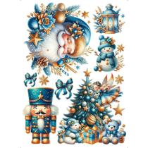 Transfer Textil Natal Retangular - Azul I - TTR6N-012 Transfer Textil Natal Retangular - Azul I - TTR6N-012
