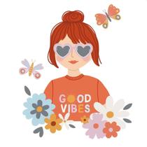 Transfer Textil Quadrado - Good Vibes