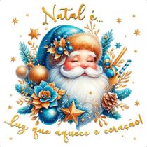 Transfer Textil Quadrado Natal - Papai Noel Azul - TTQ4N-009