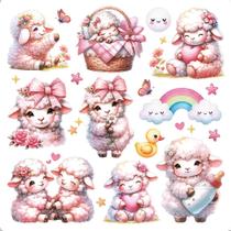 Transfer Textil Quadrado - Ovelhinha Menina