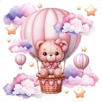 Transfer Textil Quadrado - Ursinha no Balão