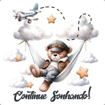 Transfer Textil Quadrado - Ursinho Aviador