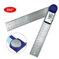 Transferidor De Grau Ángulo Digital 200mm Régua Em Aço Inox