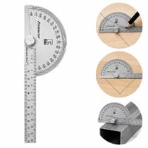 Transferidor de grau inox 180 graus regua angular profissional medicao marcacao multiuso Transferidor de grau inox 180 graus regua angular profissional medicao marcacao multiuso