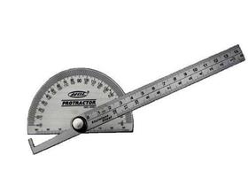 Transferidor de graus ângulos inox 180 graus c/ régua 140mm graduada - Protactor Transferidor de graus ângulos inox 180 graus c/ régua 140mm graduada - Protactor
