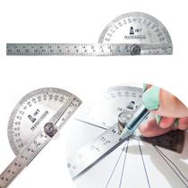 Transferidor inox de grau 0-180 para ângulo régua 140mm aço inox ferramenta profissional manual Transferidor inox de grau 0-180 para ângulo régua 140mm aço inox ferramenta profissional manual