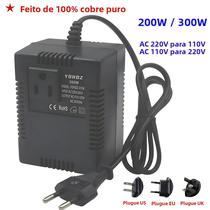 Transformador De Potência Redutor De Tensão 220V Para 110V Regulador De Tensão Plugue EU US UK 200W Transformador De Potência Redutor De Tensão 220V Para 110V Regulador De Tensão Plugue EU US UK 200W