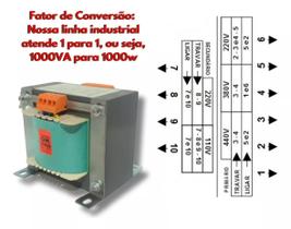 Transformador Monofásico de Comando Universal 220V/380V/440V X 110V/220V 1000VA