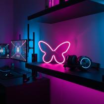 Transforme seu Quarto com a Elegante Luminária Borboleta Neon de Luz Suave Aconchegante