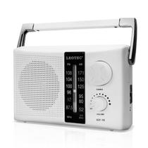 Transistor de rádio AM FM com bateria LEOTEC/alimentado por corrente alternada, branco Transistor de rádio AM FM com bateria LEOTEC/alimentado por corrente alternada, branco